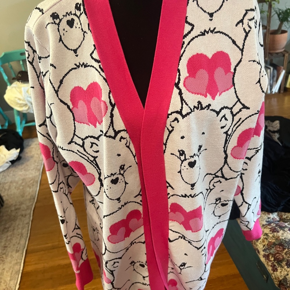SHEIN X Care Bears Cartoon Pattern Drop Shoulder Cardigan Sz L - Picture 4 of 8